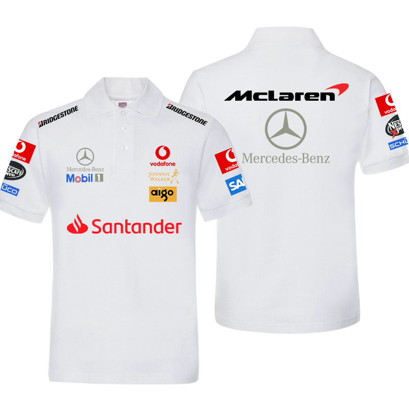 Polo McLaren Mercedes-Benz Santander Homme Sans Repassage Coton Couleur Unie